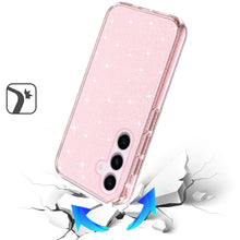 For Samsung S24/S25 Case Glitter Thick 3mm Translucent Cover + Tempered Glass