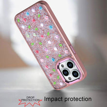 For iPhone 15 Pro Max Case Bling Diamond Tiny Roses Glitter + 2 Tempered Glass