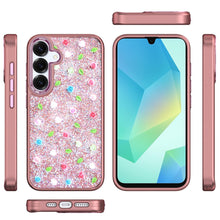 For Samsung A16 5G Case Bling Diamond Tiny Roses Glitter Cover +Tempered Glass