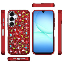 For Samsung A17 5G Case Bling Diamond Tiny Roses Glitter Cover + Tempered Glass