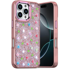 For iPhone 16 PRO MAX Case Bling Diamond Tiny Roses Glitter + Tempered Glass