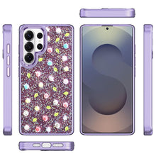 For Samsung S26 Ultra Case Bling Diamond w/ Tiny Roses Glitter + Tempered Glass