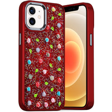 For iPhone 12/12 Pro Case Bling Diamond Tiny Roses Glitter Cover +Tempered Glass