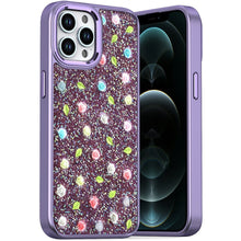 For iPhone 12 Pro Max Case Bling Diamond Tiny Roses Glitter + Tempered Glass