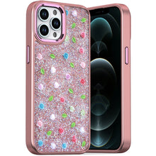 For iPhone 12 Pro Max Case Bling Diamond Tiny Roses Glitter + Tempered Glass
