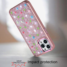 For iPhone 12 Pro Max Case Bling Diamond Tiny Roses Glitter + Tempered Glass