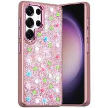 For Samsung S23 Ultra Case Bling Diamond Cover with 3D Tiny Roses and Glitter