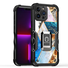 For iPhone 14 PRO Case Stellar Dual Layer IMD Geometric Design Ring Stand Cover