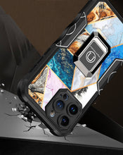 For iPhone 13 Pro Max Case Stellar Dual Layer IMD Geometric Design w/ Ring Stand