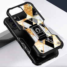 For iPhone 14 PRO Case Stellar Dual Layer IMD Geometric Design Ring Stand Cover