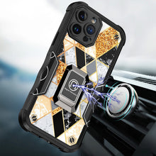 For iPhone 14 PRO Case Stellar Dual Layer IMD Geometric Design Ring Stand Cover