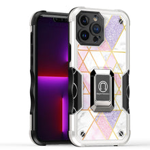 For iPhone 14 PRO Case Stellar Dual Layer IMD Geometric Design Ring Stand Cover