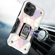 For iPhone 14 PRO Case Stellar Dual Layer IMD Geometric Design Ring Stand Cover