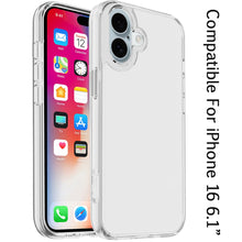 For iPhone 16 6.1inch Case Sturdy 3mm Translucent Hybrid Cover + Tempered Glass