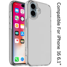 For iPhone 16 6.1inch Case Sturdy 3mm Translucent Hybrid Cover + Tempered Glass