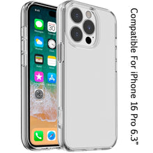 For iPhone 16 Pro 6.3in Case Sturdy 3mm Translucent Hybrid Cover +Tempered Glass