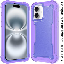 For iPhone 16 Plus 6.7in Case Thick Shock Absorbent Phone Cover + Tempered Glass