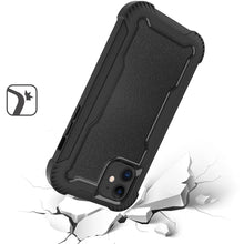 For iPhone 11 6.1 in. Case Thick Layered Shock Absorbent Cover + Tempered Glass