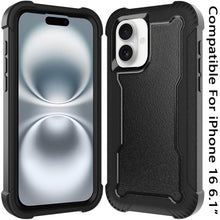 For iPhone 16 6.1inch Case Thick Shock Absorbent Phone Cover + Tempered Glass
