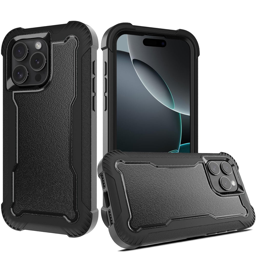 For iPhone 16 Pro 6.3in Case Thick Shock Absorbent Phone Cover + Tempered Glass