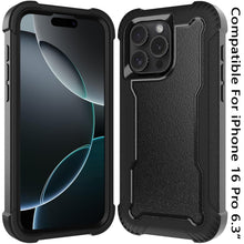 For iPhone 16 Pro 6.3in Case Thick Shock Absorbent Phone Cover + Tempered Glass