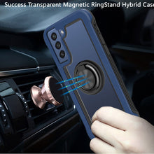For Samsung Galaxy S22 Success Transparent Magnetic RingStand Hybrid Case Cover