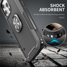 For iPhone 13/14 Case Heavy-Duty Triple Layer Magnetic Ringstand +Tempered Glass