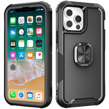 For iPhone 13/14 Case Heavy-Duty Triple Layer Magnetic Ringstand +Tempered Glass