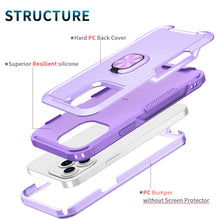 For iPhone 14 PRO Case Heavy-Duty Triple Layer Cover with Magnetic Ring Stand