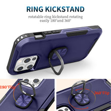 For iPhone 12/12 Pro Case Rugged Triple Layer Magnetic RingStand +Tempered Glass