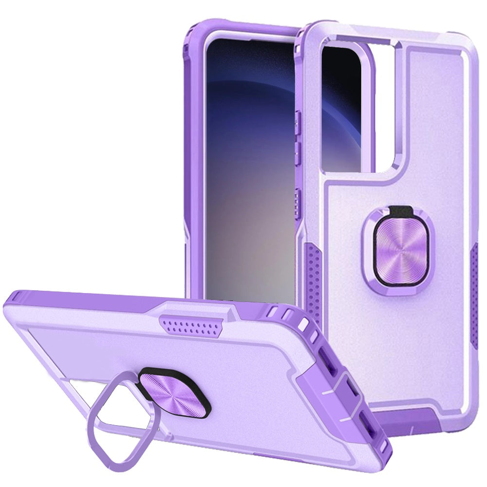 Samsung Galaxy S24 Ultra Case Rugged Triple Layer Metal Ring Stand Phone Cover