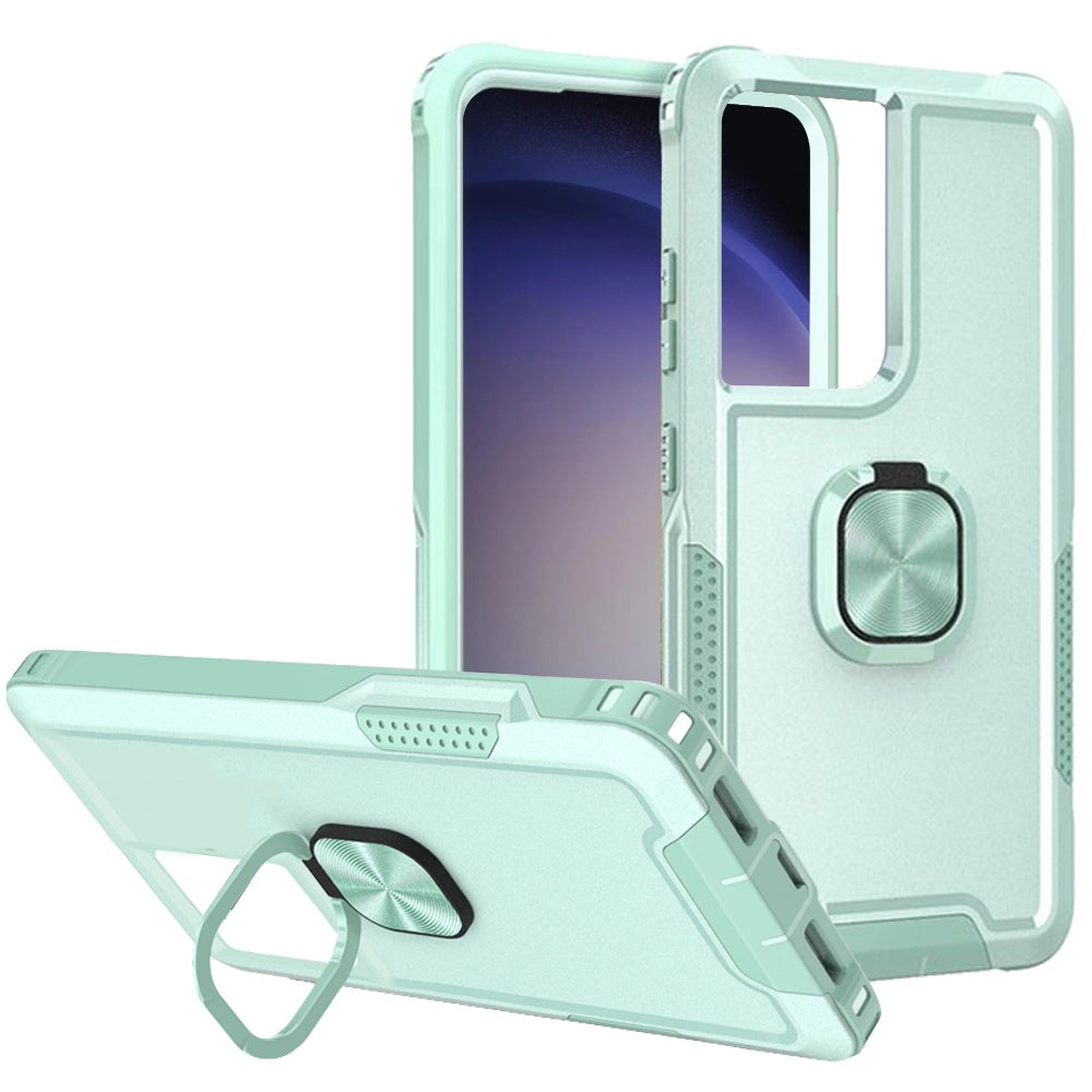 Samsung Galaxy S24 Ultra Case Rugged Triple Layer Metal Ring Stand Phone Cover