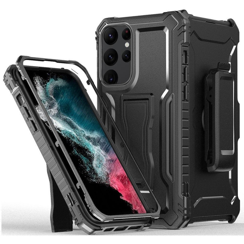 For Samsung S23 Case Full Protection Belt Clip Holster Combo with Built-in Stand