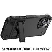 For iPhone 16 PRO MAX Case Rugged Cover with built-in Stand + Tempered Glass