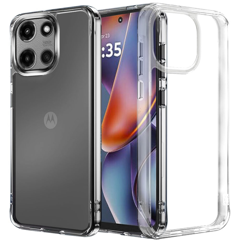 For Moto G 2025 Case Clear Shockproof with Chrome Buttons Cover + Tempered Glass