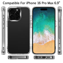 For iPhone 16 PRO MAX Case Clear Shockproof with Chrome Buttons + Tempered Glass