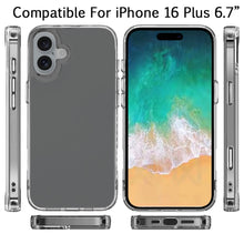 For iPhone 16 Plus 6.7in Case Clear Shockproof w/ Chrome Buttons +Tempered Glass