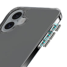 For iPhone 16 Plus 6.7in Case Clear Shockproof w/ Chrome Buttons +Tempered Glass