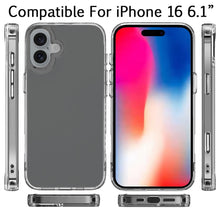 For iPhone 16 6.1inch Case Clear Shockproof with Chrome Buttons + Tempered Glass