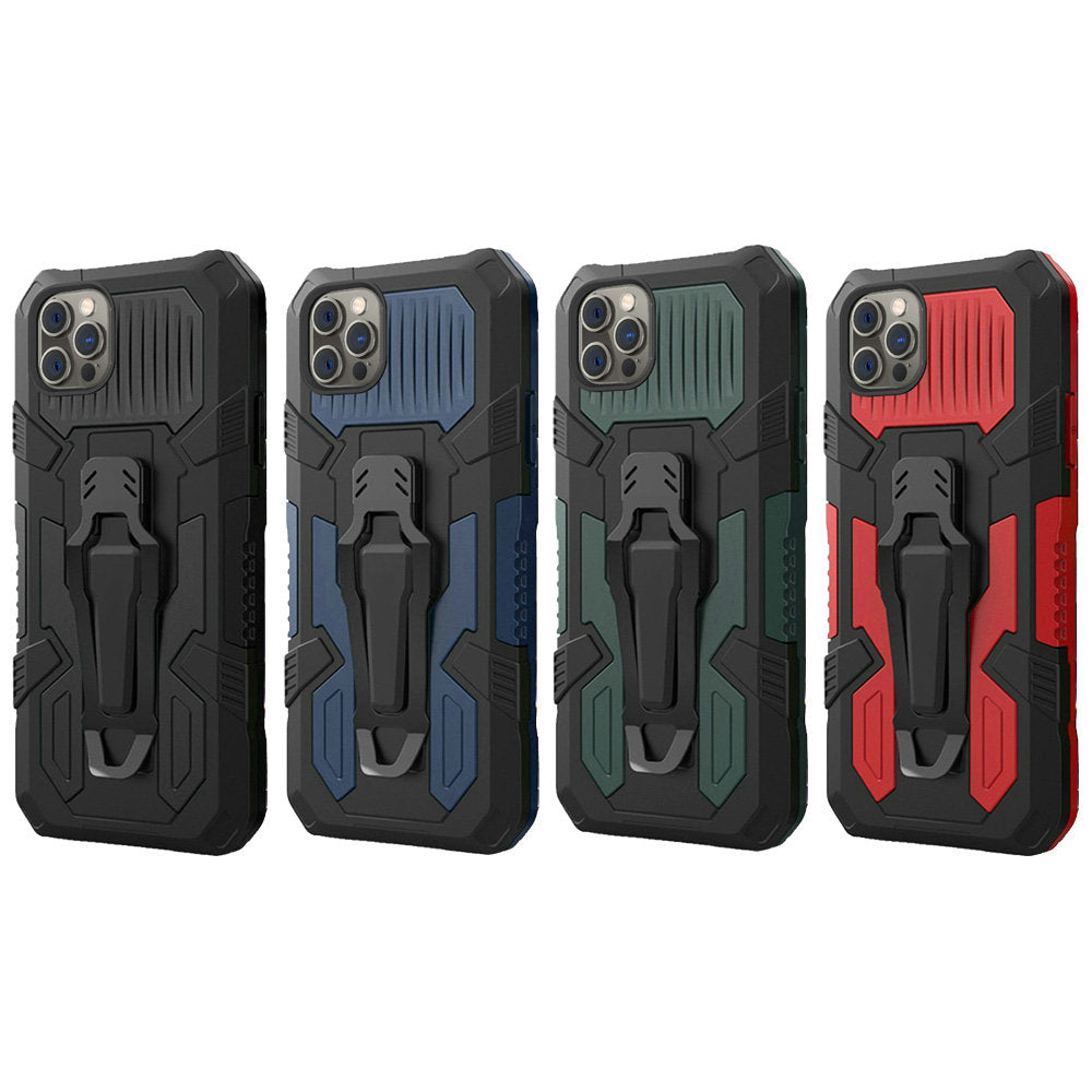 For iPhone 13 PRO Case Rugged Hybrid with Built-in Stand Belt Clip