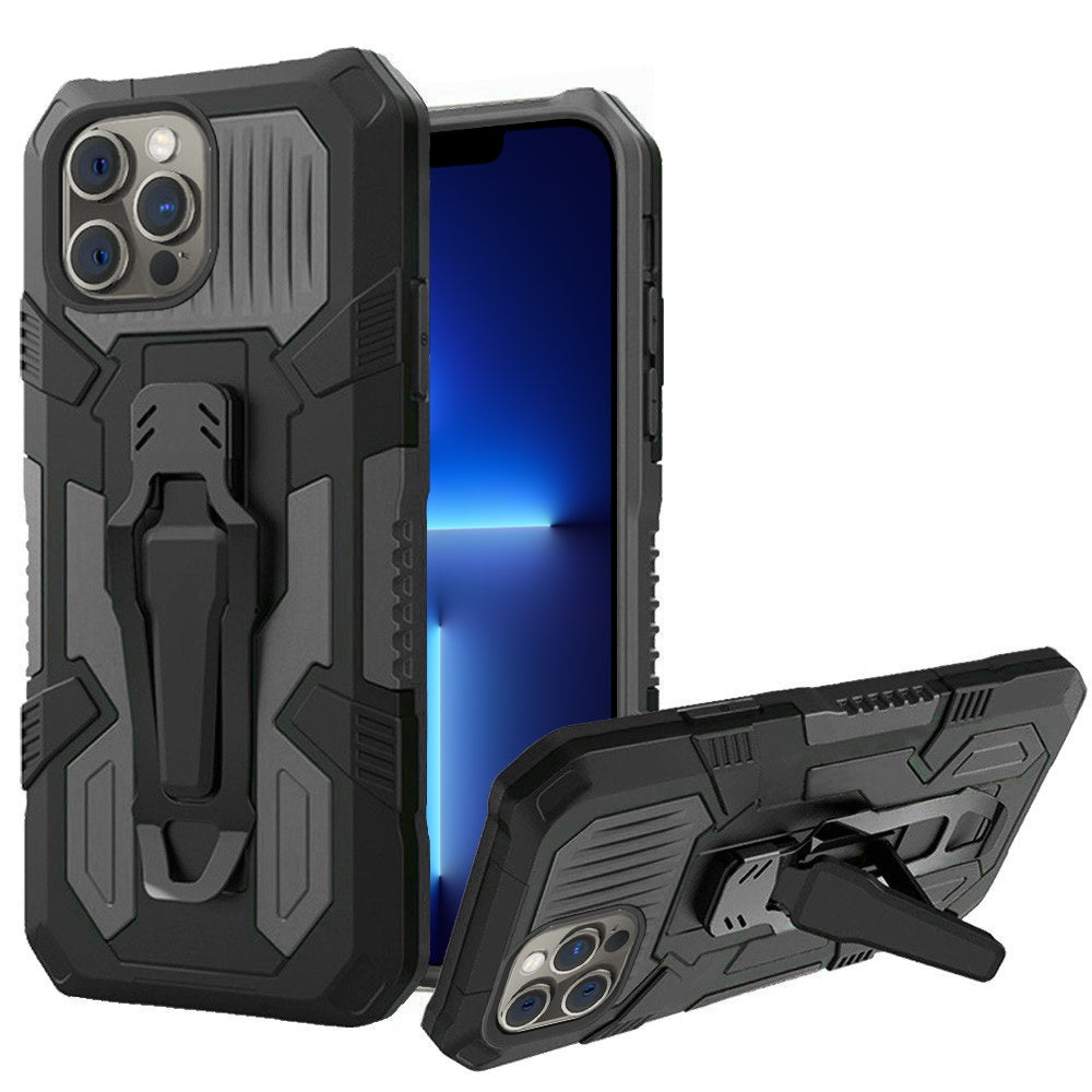 For iPhone 13 PRO Case Rugged Hybrid with Built-in Stand Belt Clip