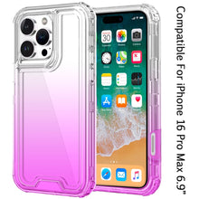 For iPhone 16 PRO MAX Case Two Tone 3in1 Shockproof Hybrid Cover +Tempered Glass