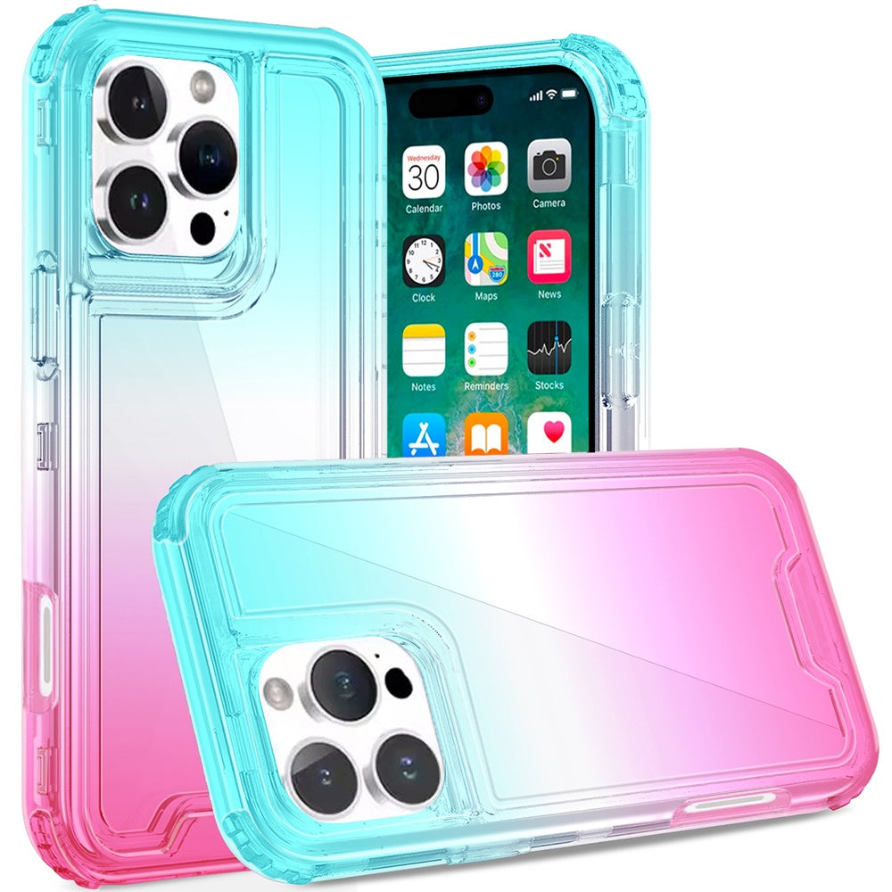 For iPhone 16 PRO MAX Case Two Tone 3in1 Shockproof Hybrid Cover +Tempered Glass