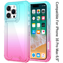 For iPhone 16 PRO MAX Case Two Tone 3in1 Shockproof Hybrid Cover +Tempered Glass