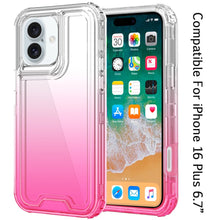 For iPhone 16 Plus 6.7in Case Two Tone 3in1 Shockproof Hybrid + Tempered Glass