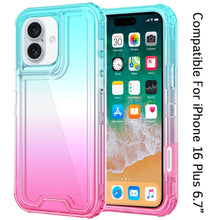 For iPhone 16 Plus 6.7in Case Two Tone 3in1 Shockproof Hybrid + Tempered Glass