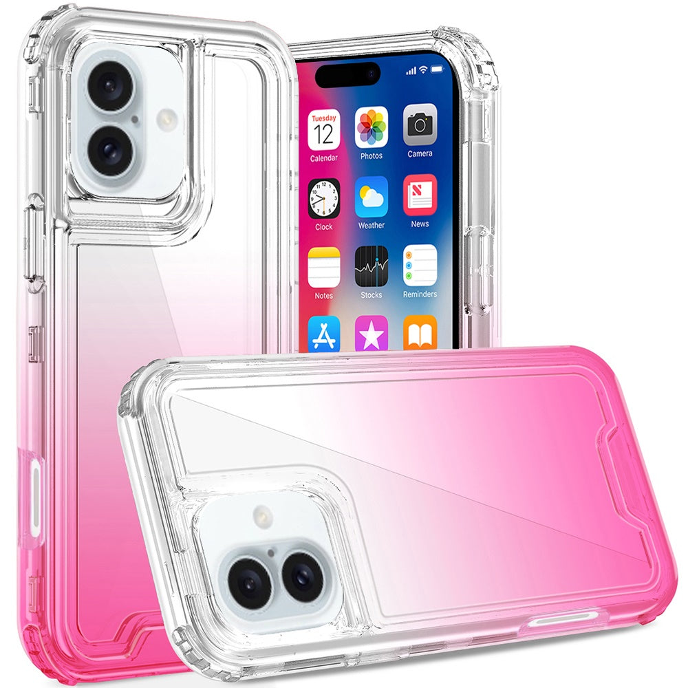 For iPhone 16 6.1inch Case Two Tone 3in1 Shockproof Hybrid Cover +Tempered Glass