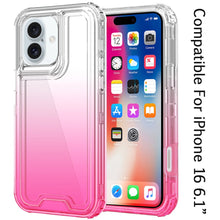 For iPhone 16 6.1inch Case Two Tone 3in1 Shockproof Hybrid Cover +Tempered Glass
