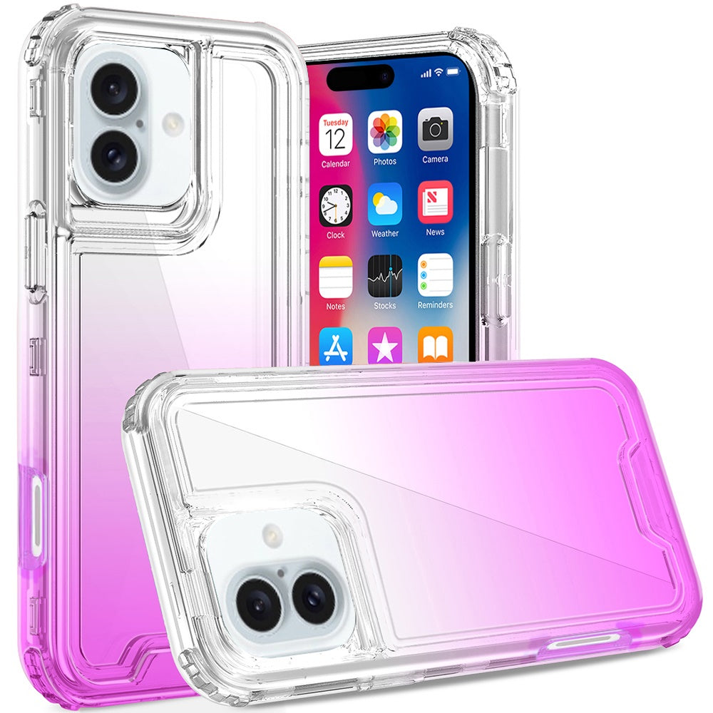 For iPhone 16 6.1inch Case Two Tone 3in1 Shockproof Hybrid Cover +Tempered Glass