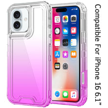 For iPhone 16 6.1inch Case Two Tone 3in1 Shockproof Hybrid Cover +Tempered Glass